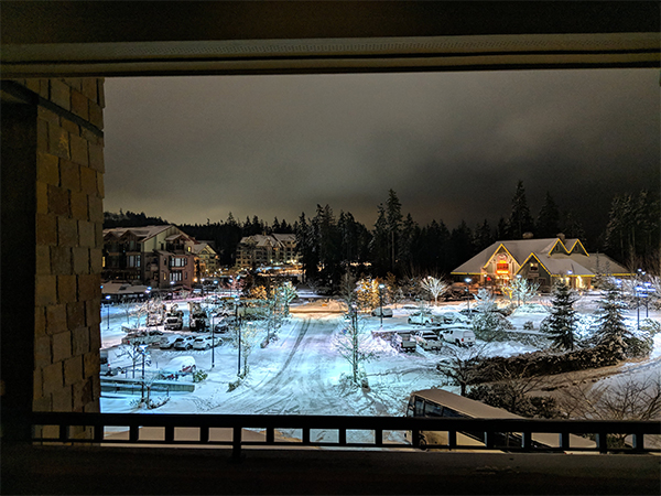 a view through a balcony at the Westin on Bear Mountain in Langford.